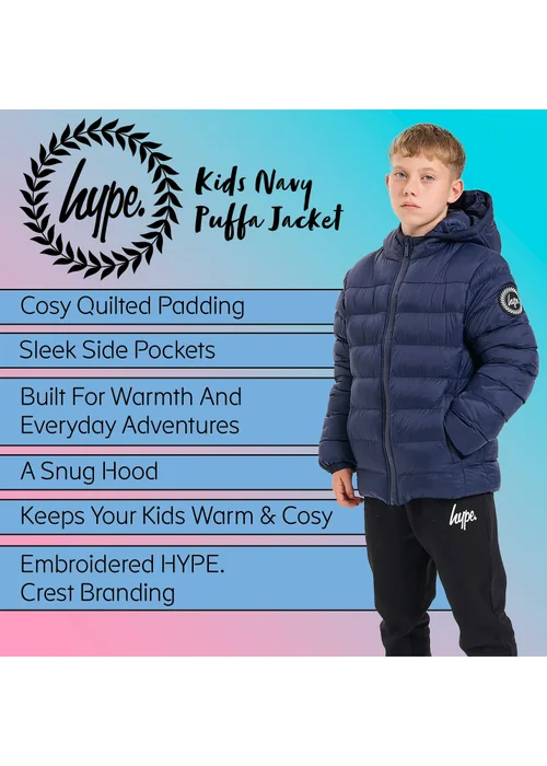 Hype Boys Navy Puffen Jacket (5-14 Years) - 13-14 Yrs Image 5
