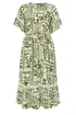 Evans Curve Green Leaf Print Button Through Maxi Dress - 20 Image 5