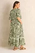 Evans Curve Green Leaf Print Button Through Maxi Dress - 20 Image 3