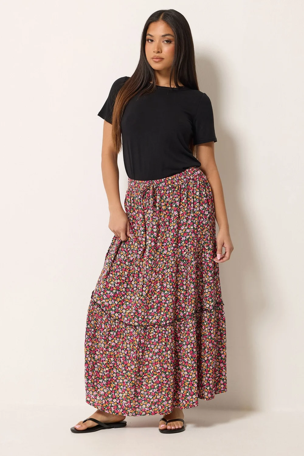 M&Co Petite Pink Ditsy Floral Maxi Skirt - 8 Image 2