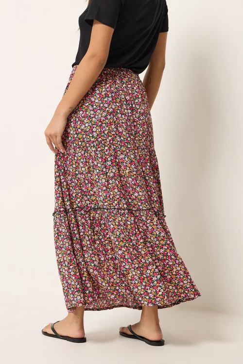 M&Co Petite Pink Ditsy Floral Maxi Skirt - 8 Image 3