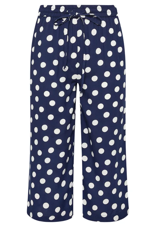 M&Co Navy Blue Polka Dot Cropped Trousers - 10/L27 Image 5