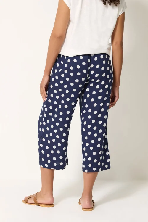 M&Co Navy Blue Polka Dot Cropped Trousers - 10/L27 Image 3