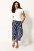 M&Co Navy Blue Polka Dot Cropped Trousers - 10/L27 Image 2