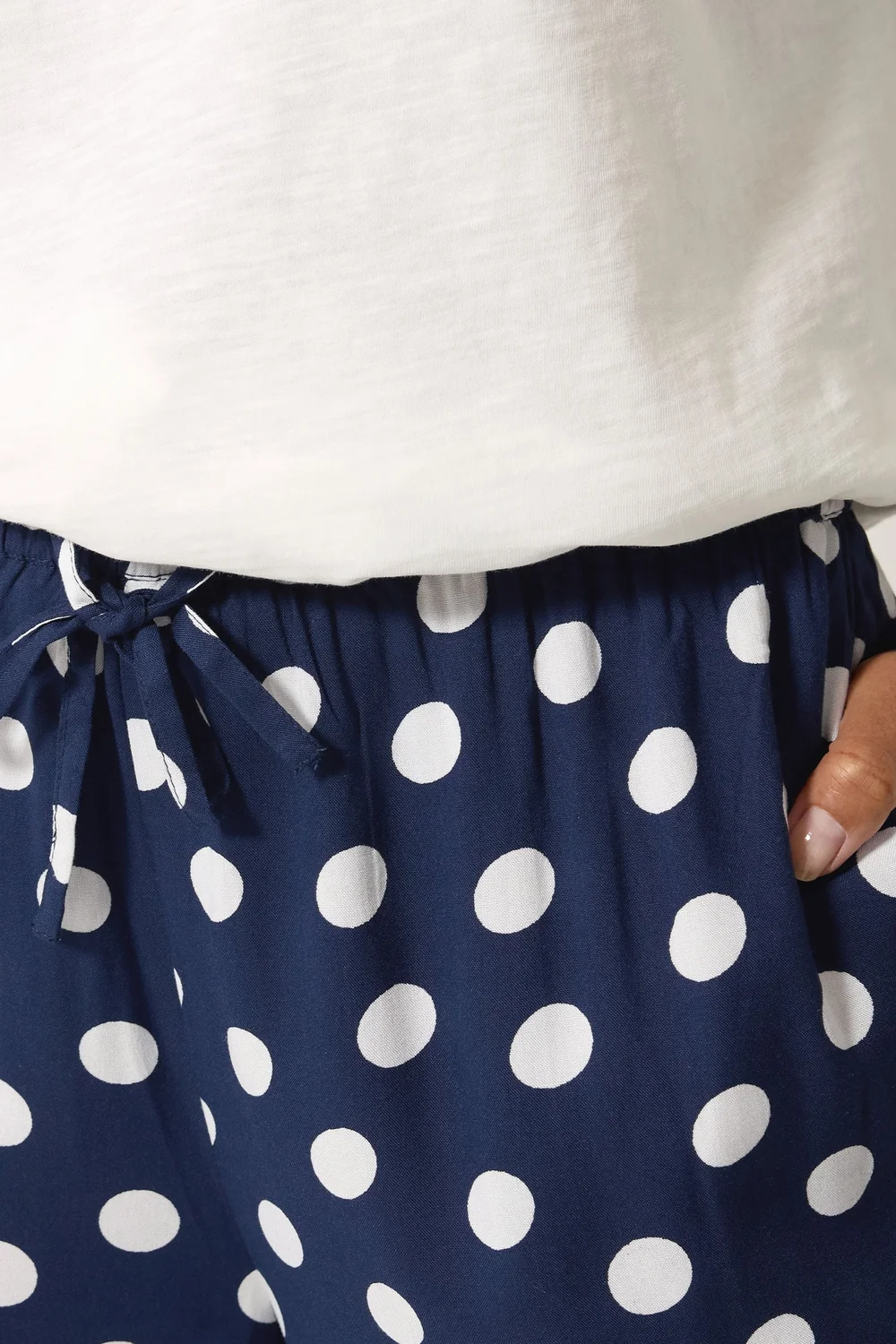 M&Co Navy Blue Polka Dot Cropped Trousers - 10/L27 Image 4