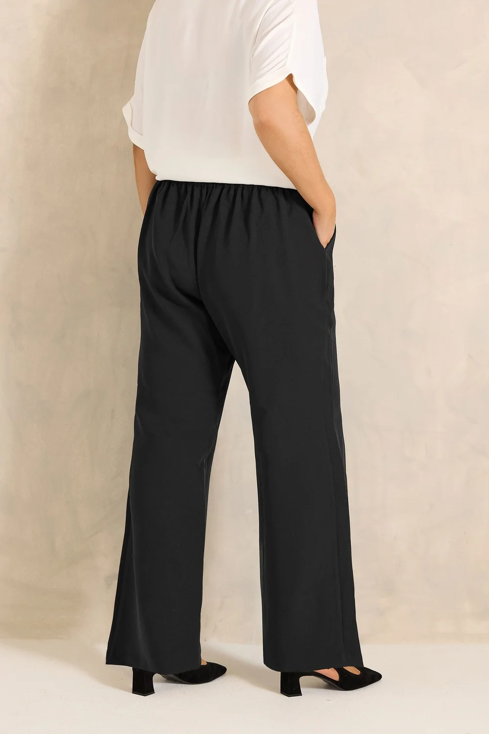 Evans Curve Black Wide Leg Formal Trousers - 20/l27 Image 3
