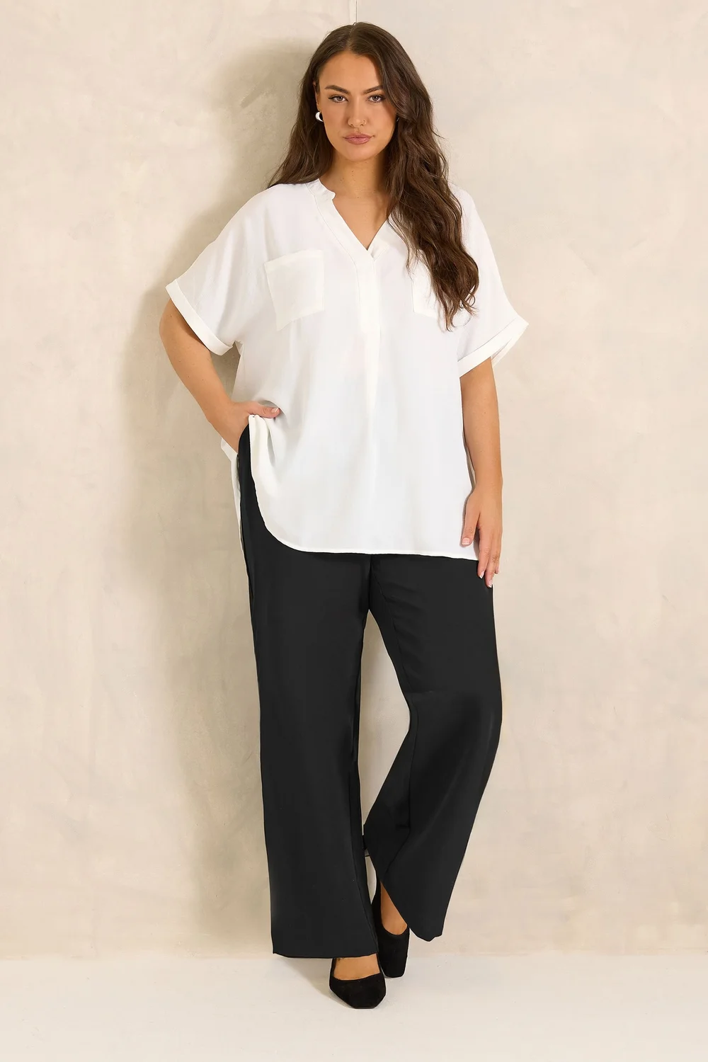 Evans Curve Black Wide Leg Formal Trousers - 20/l27 Image 2