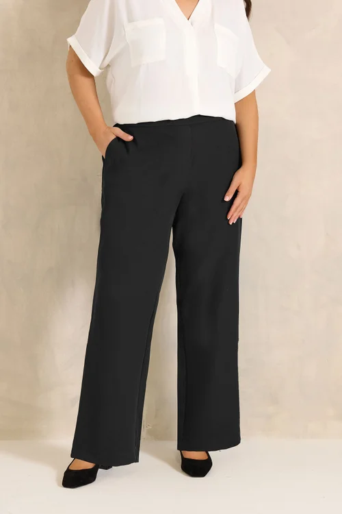 Evans Curve Black Wide Leg Formal Trousers - 20/l27 Image 1