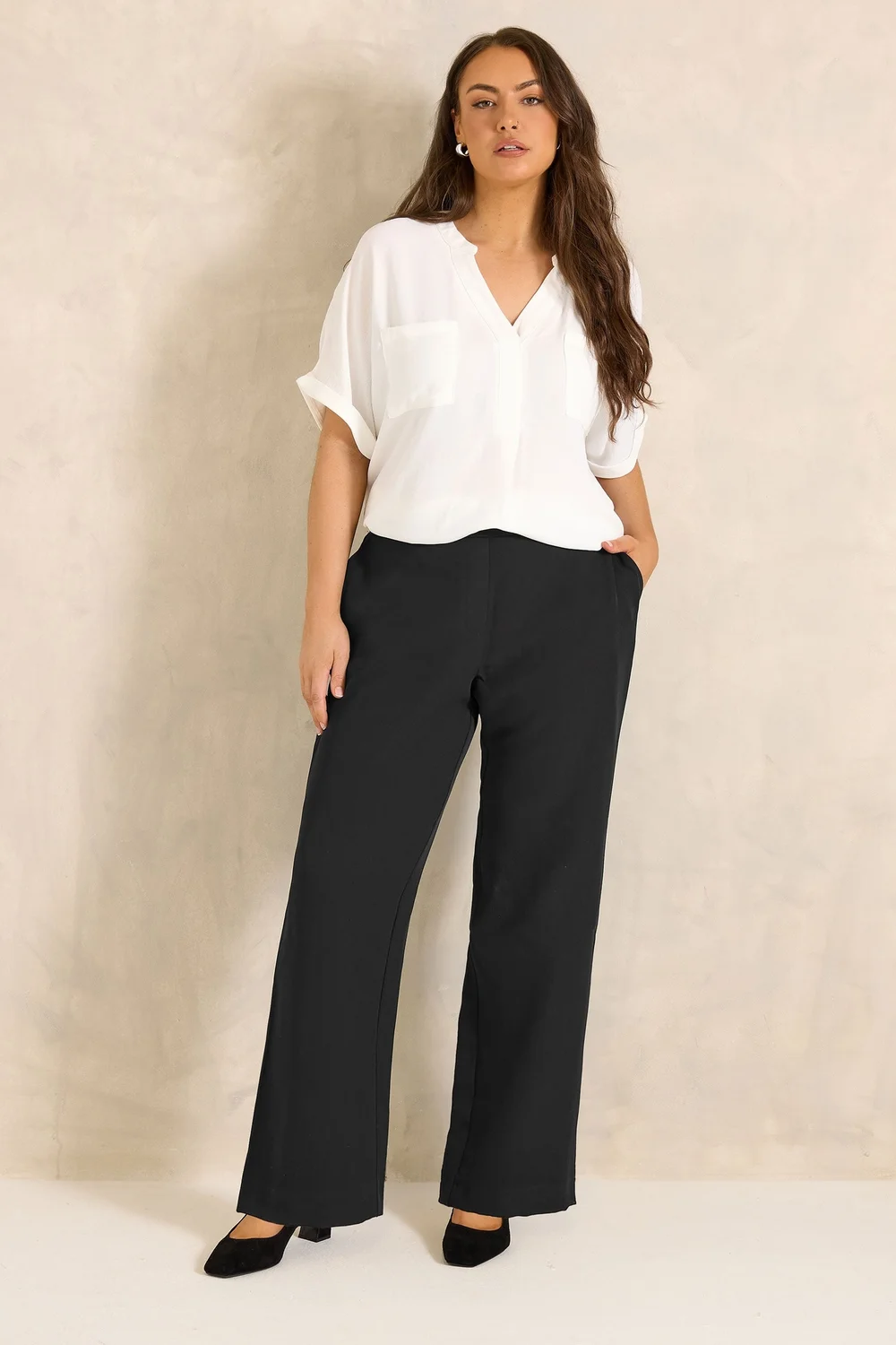 Evans Curve Black Wide Leg Formal Trousers - 20/l27 Image 5