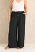Evans Curve Black Tie Waist Wide Leg Trousers - 18/L30 Image 2