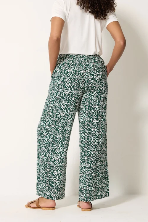 M&Co Green Abstract Print Wide Leg Trousers - 8/L27 Image 3