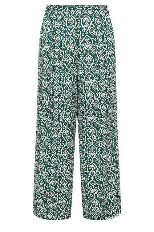 M&Co Green Abstract Print Wide Leg Trousers - 8/L27 Image 5
