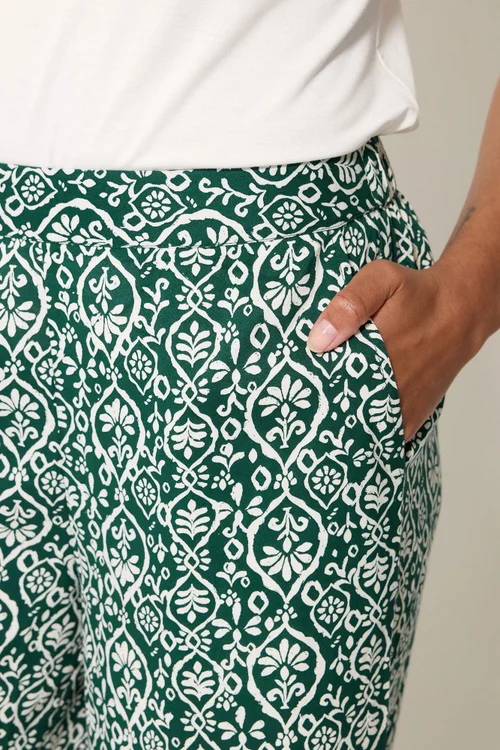 M&Co Green Abstract Print Wide Leg Trousers - 8/L27 Image 4