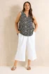 Evans Curve White Cropped Pull On Cotton Trousers - 22-24 Image 1