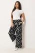 M&Co Petite Black & White Polka Dot Wide Leg Trousers - 10 Image 2