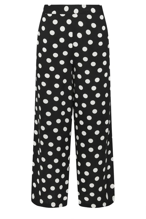 M&Co Petite Black & White Polka Dot Wide Leg Trousers - 10 Image 5