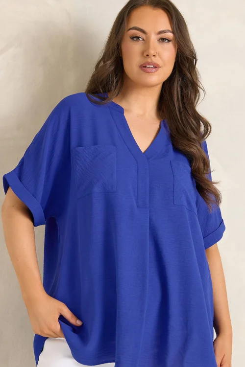 Evans Curve Blue Short Sleeve Utility Blouse - 30-32 Image 1