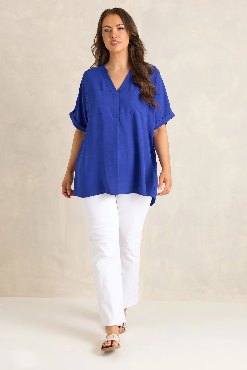 Evans Curve Blue Short Sleeve Utility Blouse - 30-32 Image 2