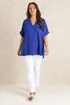 Evans Curve Blue Short Sleeve Utility Blouse - 30-32 Image 2