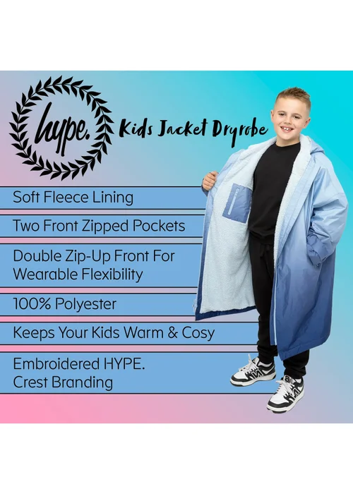Hype Kids Blue Hanging Robe Fleece Warm Swim Coat (3-13 Years) - 5-9 yrs Image 5