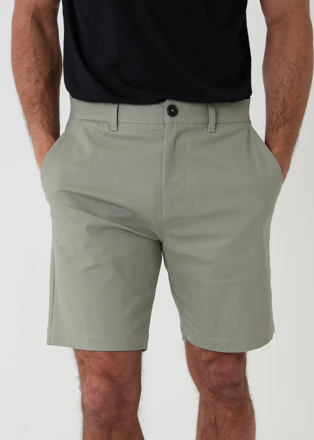 Threadbare Soft Green Cotton Regular Fit Stretch Chino Shorts - 36/L32 Image 3