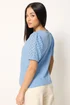 M&Co Petite Blue Broderie Puff Sleeve Top - 10 Image 3