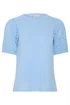 M&Co Petite Blue Broderie Puff Sleeve Top - 10 Image 5