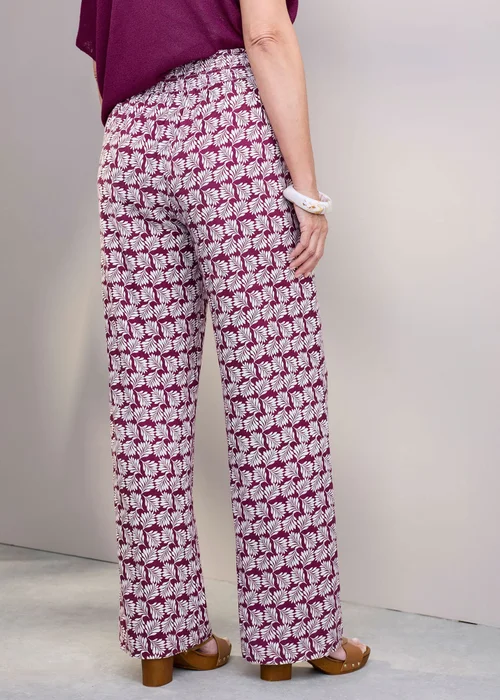 Cotton Traders Rose Wild Rose Pull On Printed Wide Leg Trousers - 16/L29 Image 3
