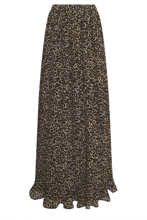 Long Tall Sally Brown Leopard Print Pleated Maxi Skirt - 12 Image 5