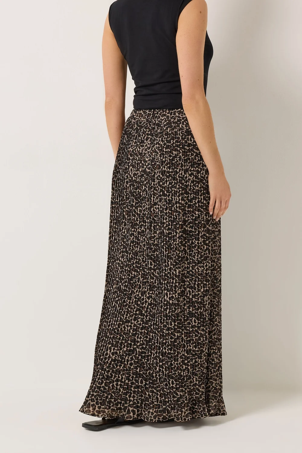 Long Tall Sally Brown Leopard Print Pleated Maxi Skirt - 12 Image 3