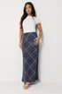 PixieGirl Petite Navy Blue Check Maxi Skirt - 10 Image 1