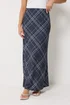 PixieGirl Petite Navy Blue Check Maxi Skirt - 10 Image 2