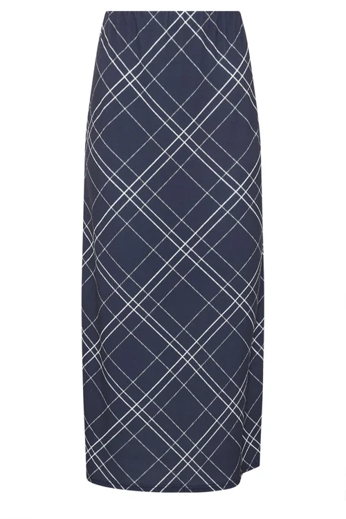 PixieGirl Petite Navy Blue Check Maxi Skirt - 10 Image 5