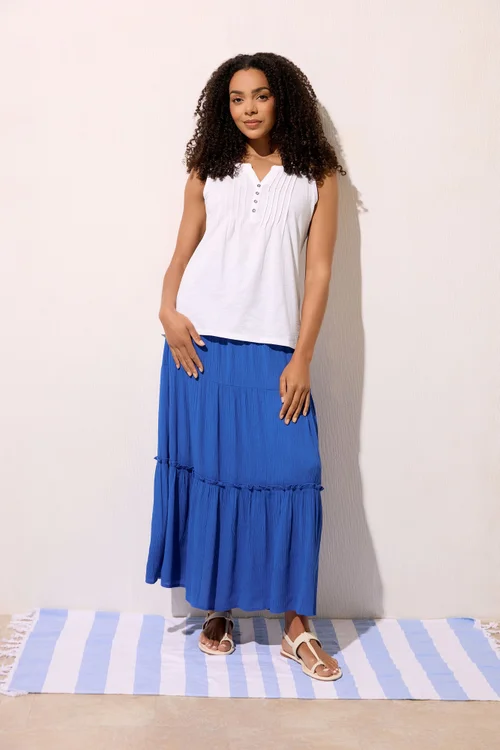 M&Co Blue Crinkle Maxi Skirt - 18 Image 1