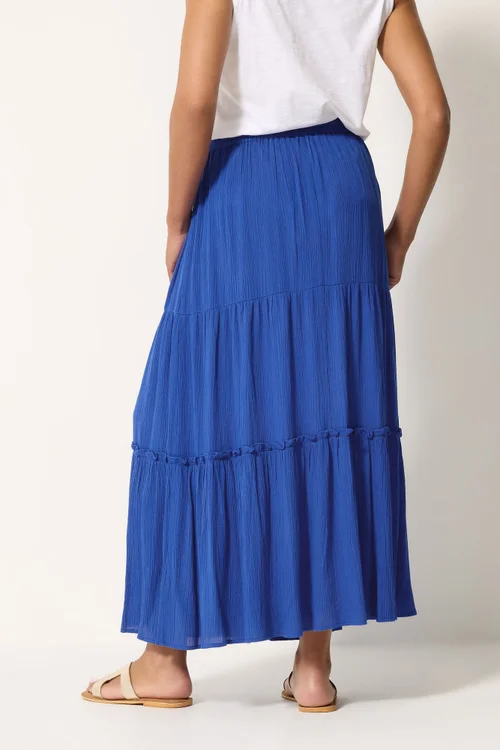 M&Co Blue Crinkle Maxi Skirt - 18 Image 4
