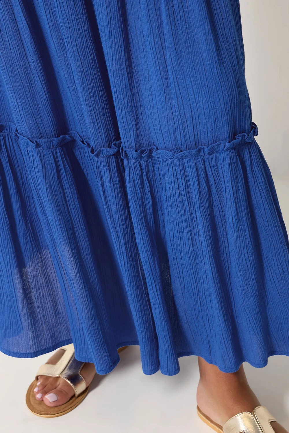 M&Co Blue Crinkle Maxi Skirt - 18 Image 5
