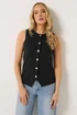 Long Tall Sally Black Button Vest Top - 8-10 Image 2