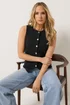 Long Tall Sally Black Button Vest Top - 8-10 Image 1