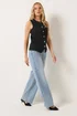 Long Tall Sally Black Button Vest Top - 8-10 Image 3