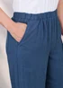 Cotton Traders Steel Blue Viscose Linen Blend Cropped Trousers - 12 Image 4