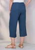 Cotton Traders Steel Blue Viscose Linen Blend Cropped Trousers - 12 Image 3