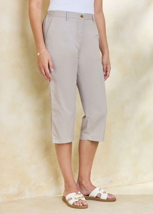 Cotton Traders Dove Grey Everyday Straight Leg Cropped Trousers - 8/L27 Image 2