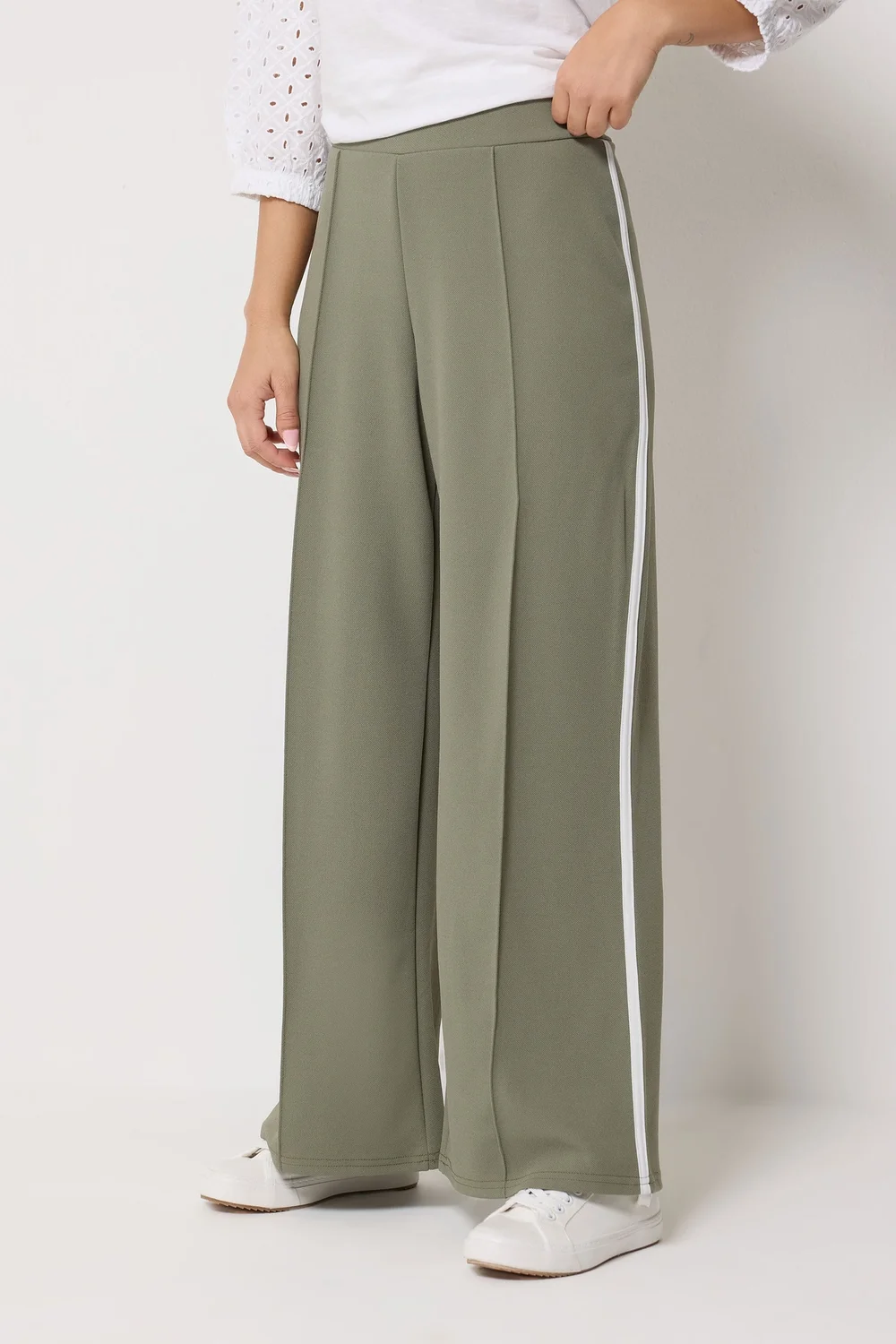 M&Co Petite Khaki Green Pintuck Trousers - 12 Image 2