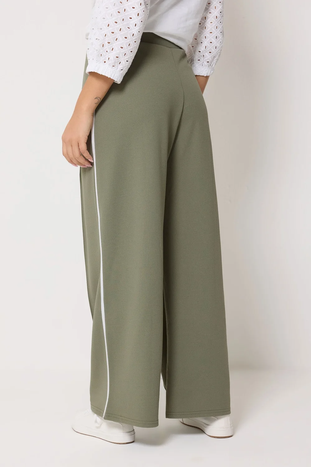 M&Co Petite Khaki Green Pintuck Trousers - 12 Image 3