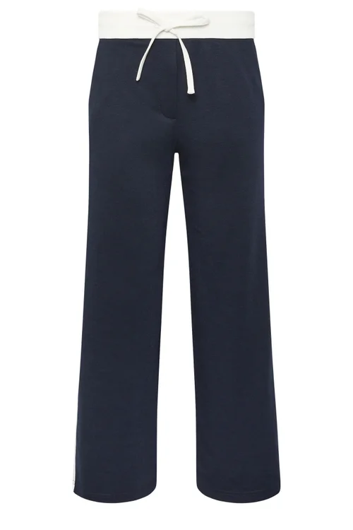 M&Co Petite Navy Blue Side Stripe Wide Leg Trousers - 16 Image 5