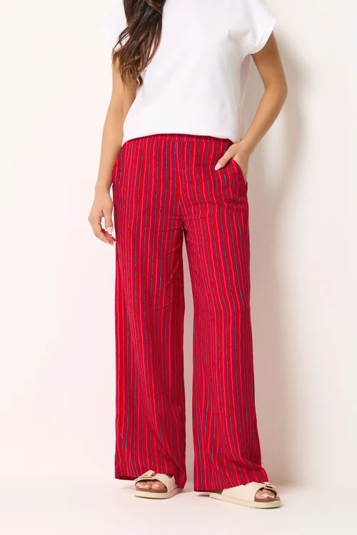 PixieGirl Petite Pink & Red Stripe Wide Leg Trousers - 18/l27 Image 3
