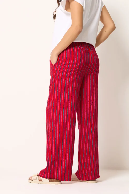 PixieGirl Petite Pink & Red Stripe Wide Leg Trousers - 18/l27 Image 4