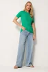 Long Tall Sally Green Ribbed Button T-Shirt - 20 Image 3