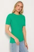 Long Tall Sally Green Ribbed Button T-Shirt - 20 Image 2