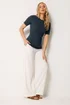 Long Tall Sally Navy Blue Ribbed Button T-Shirt - 20 Image 2
